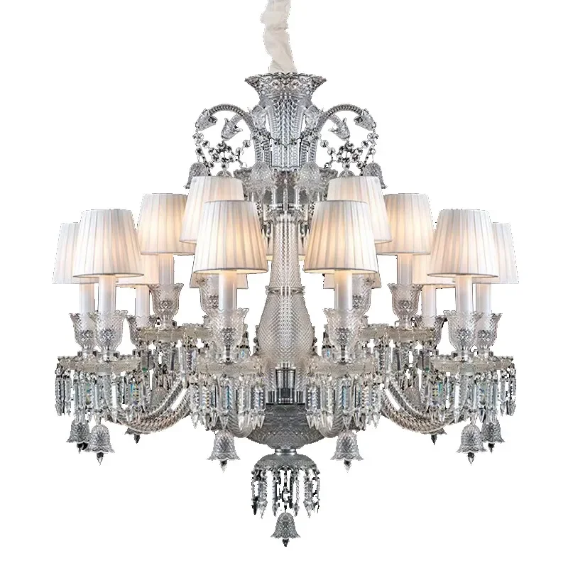 European Crystal Chandelier for Duplex Staircase Luxury Candle Style Pendant Light for Living Room Dining Room Villa Decor