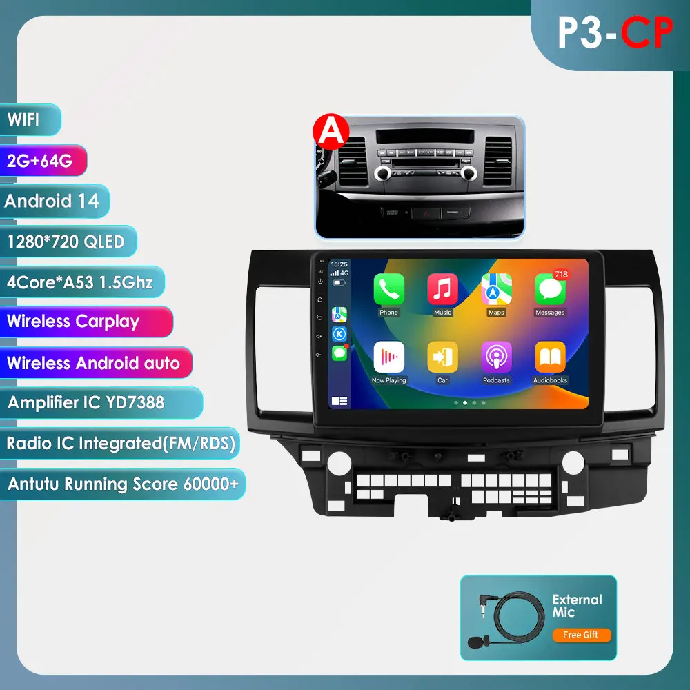 Hizpo Auto Intelligent Systemen Carplay Android Autoradio voor Mitsubishi Lancer 2007-2012 Multimedia Video Speler WIFI 8Core 6115