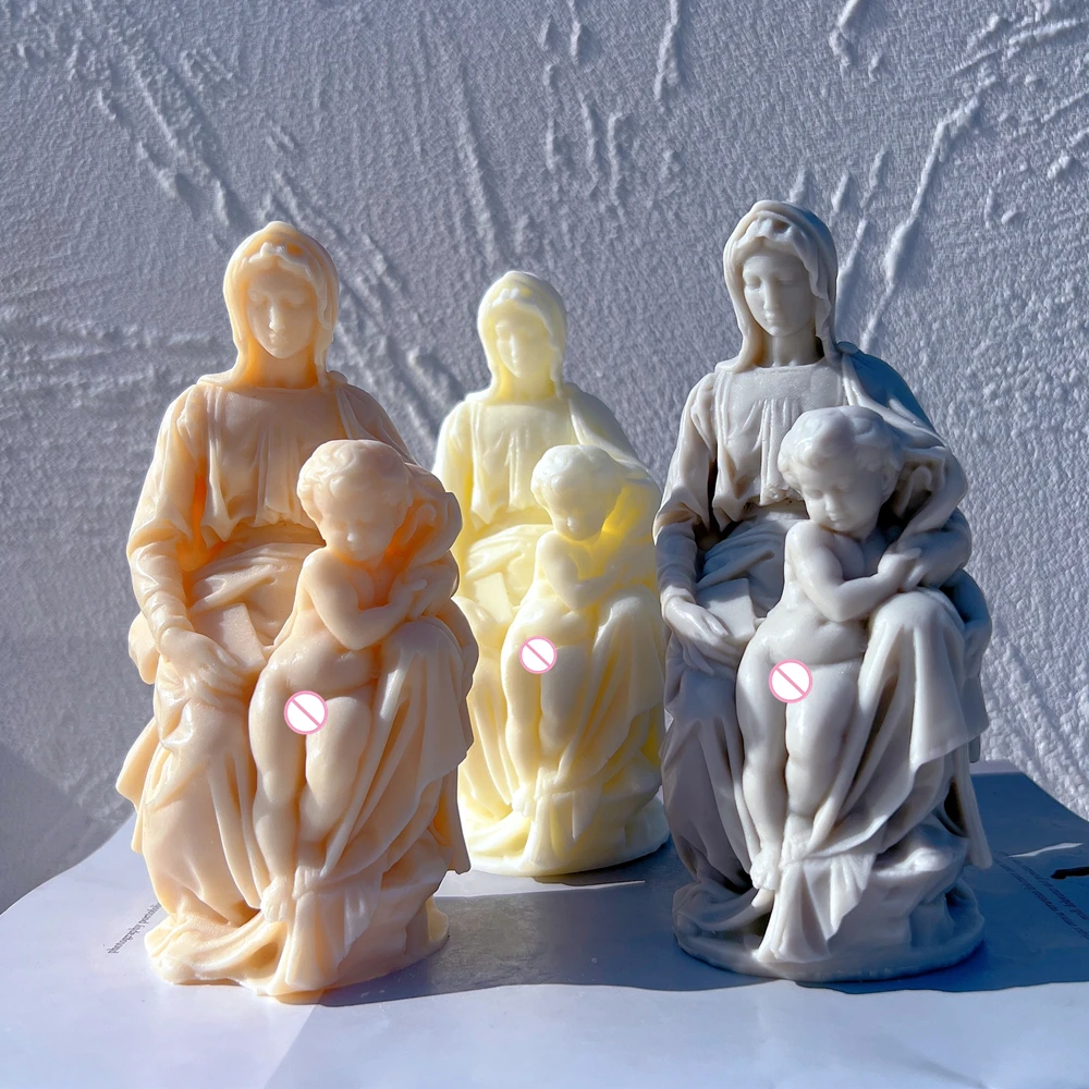 Greek Roman Classic Figure Woman Sculpture Silicone Moulds Michelangelo Madonna Of Bruges Statue Candle Mold