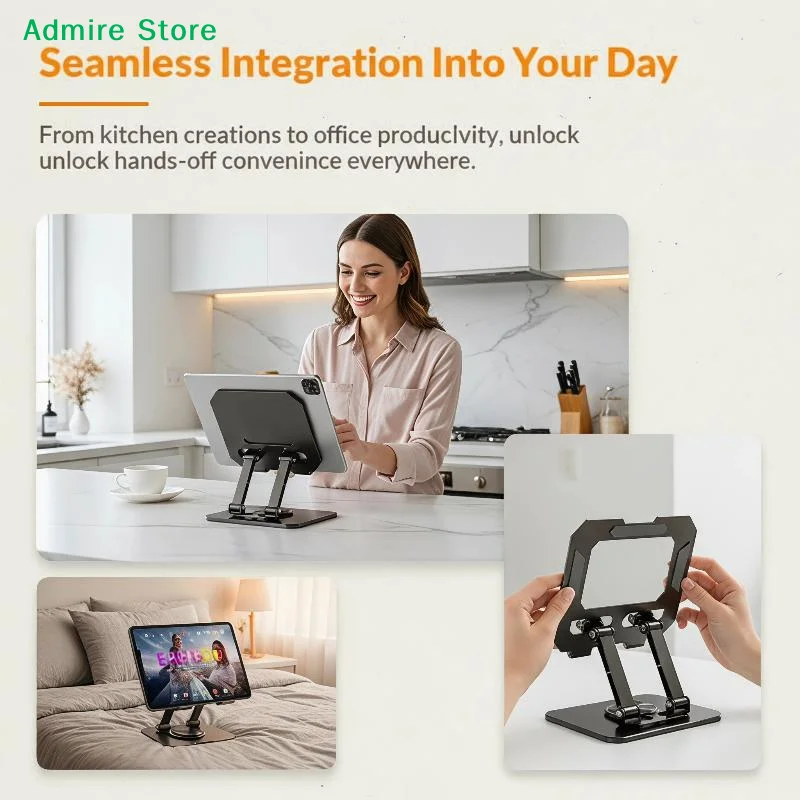 [G]360° Rotatable Tablet Stand Foldable Adjustable Desktop Holder Universal for Gaming Drawing Note-taking Fits All Tablets