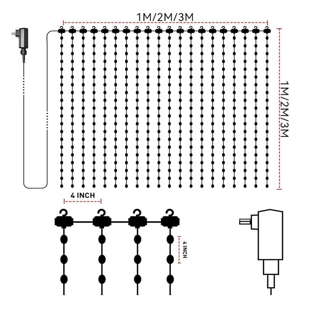 Twinkly-cortina de guirnalda luces inteligente LED RGB, luz de hadas para el Día de San Valentín, bricolaje, patrón dinámico para decoración de la habitación, luz de calle al aire libre