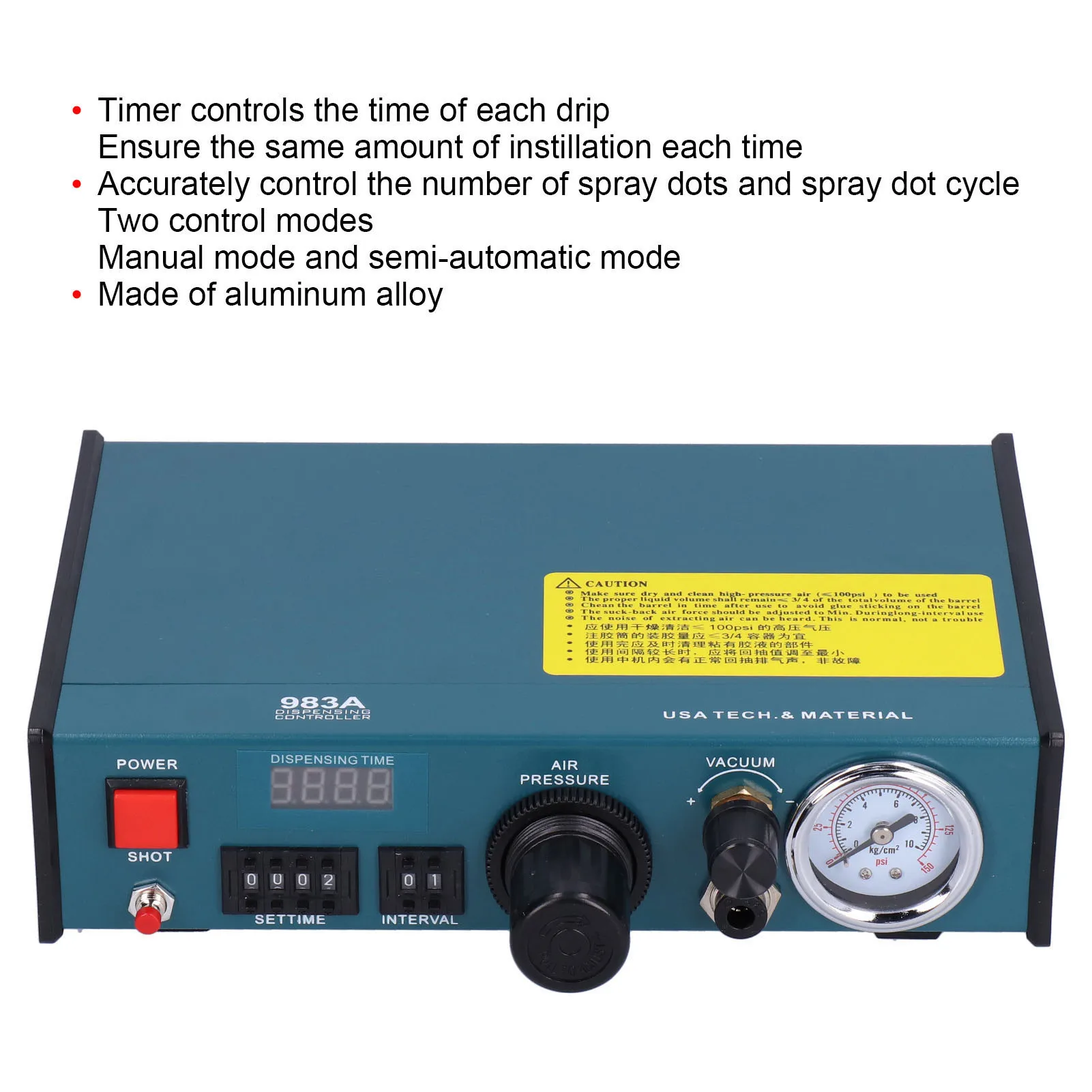 Dc12v Leimsp ender halbautomati scher Leimsp ender Timer-Steuergeräte aus Aluminium legierung mit Digitalanzeige-Leimsp ender