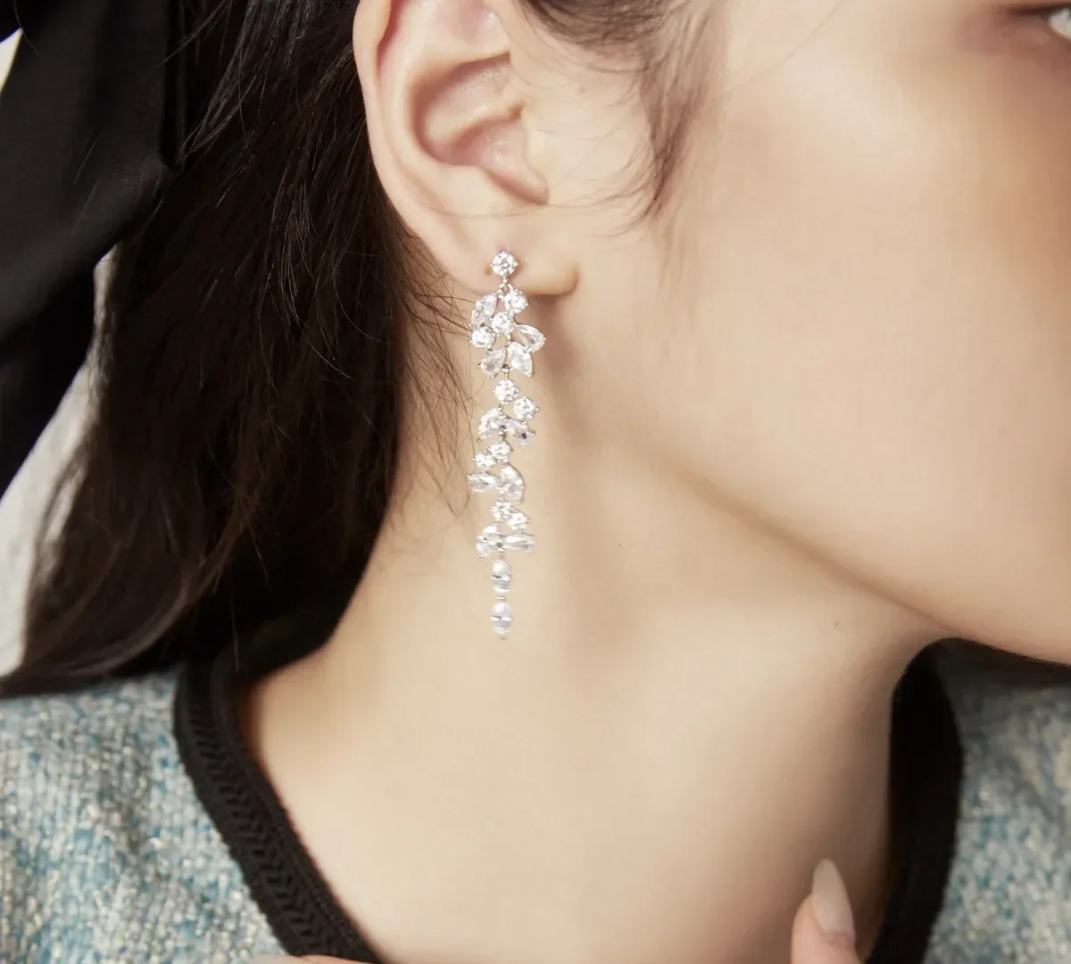 

Zircon Tassel Long Earrings For Women 2024 Vintage Eardrop Jewelry Gifts For Teen Girls