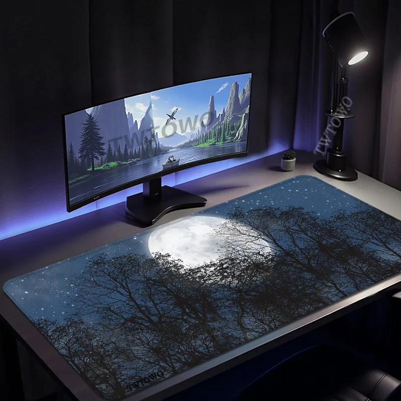 

Коврик для мыши Gaming Moonlit Night XL HD Home Большой коврик для мыши XXL Настольные коврики из натурального каучука Нескользящий ковер Мягкий коврик для ПК