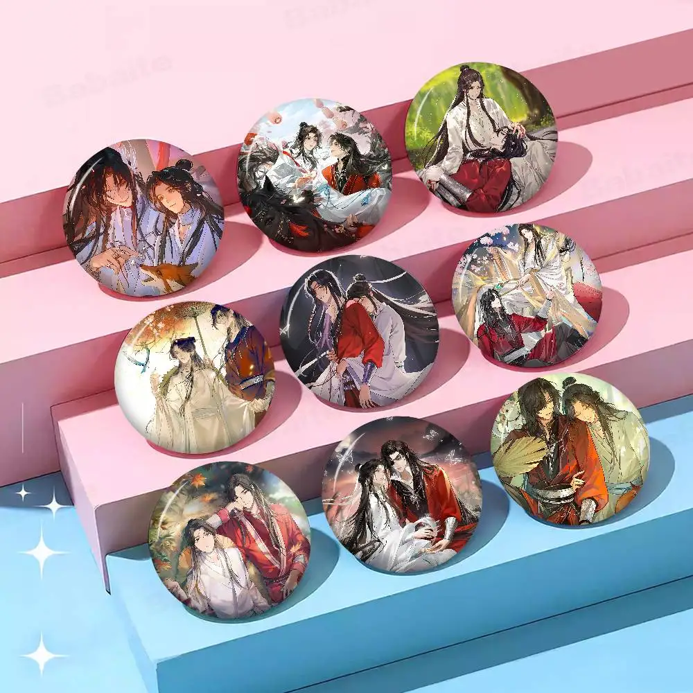 Anime Tian Guan Ci Fu Heaven Officials Blessing Soft Button Pin Round Metal Badge Lapel Pin Parts Gift Friends Kid Jewelry