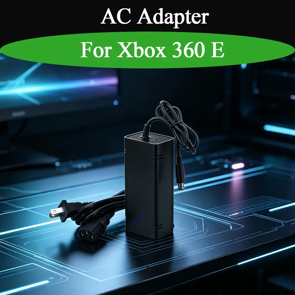 High Quality 1PCS For Xbox 360E Durable AC Adapter Supply with Cable US/EU/UK Plug For Xbox 360E Accessory 12V 47-63 Hz 100-240V