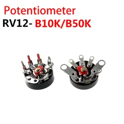 5PCS/LOT Straight Angle Radio Potentiometer RV12MM B10K B50K B103 B503 Power Amplifier Volume Potentiometer With Switch