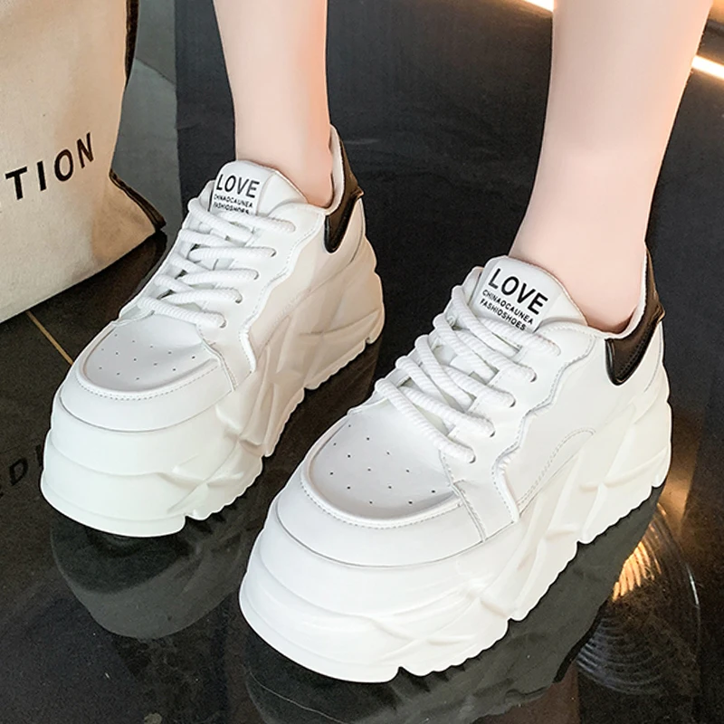 Summer Women 7CM Platform Sneakers Fashion Casual Outdoor Lace Up Shoes High Quality Sneaker Breathable Thick Bottom Shoe Female