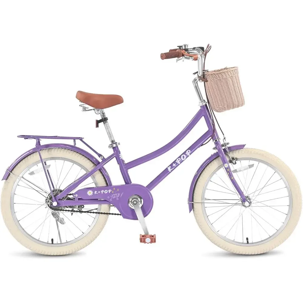 

20 Inch Kids' Bike for Girls 8-12, Light Cruiser with Basket, Multicolor Options, Front & Rear Brakes