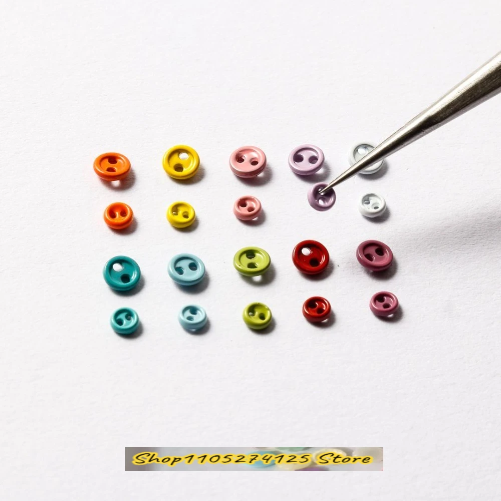 

50pcs 3mm 4mm Mini Buttons For DIY Doll Clothes Round Candy Color 2 Holes Card Making Scrapbooking Buttons Sewing Accessories