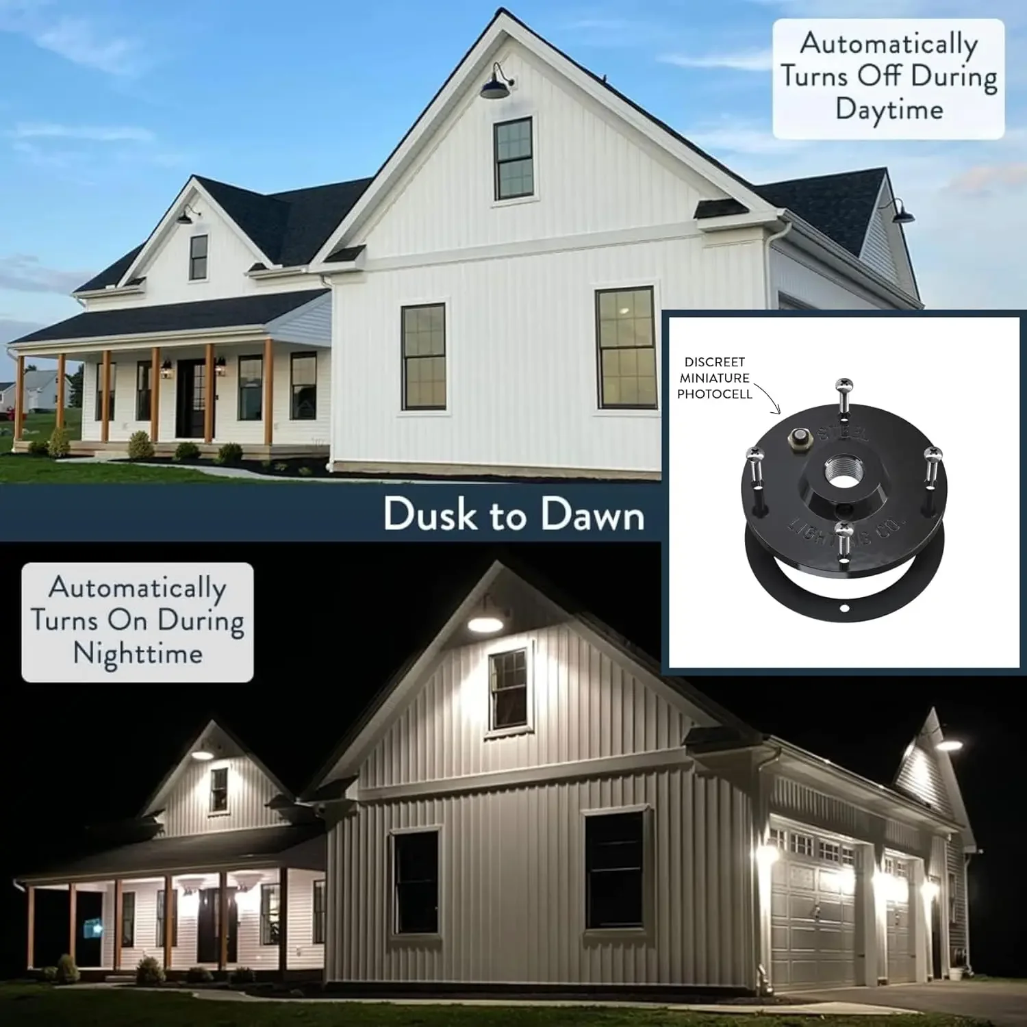 Dusk to Dawn Westchester Barn Light Outdoor Wall Mounted 12 inch Dome 16 inch Gooseneck Warehouse Steel Light