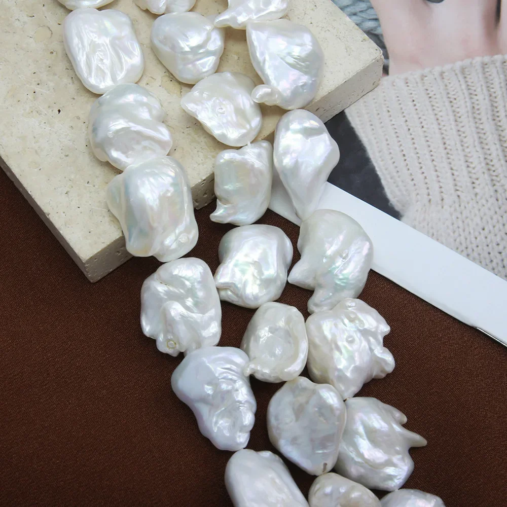 

20mm Natural Freshwater Pearl Baroque Abnormity White Loose Beads for Jewelry Making Bracelet Necklace Earrings Accessories