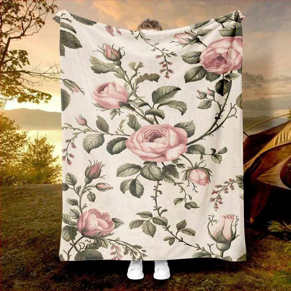 Countryside Nostalgia Blanket Reversible Flannel Throw for Rustic Charm AllSeason Comfort Vintage Farmhouse Gift