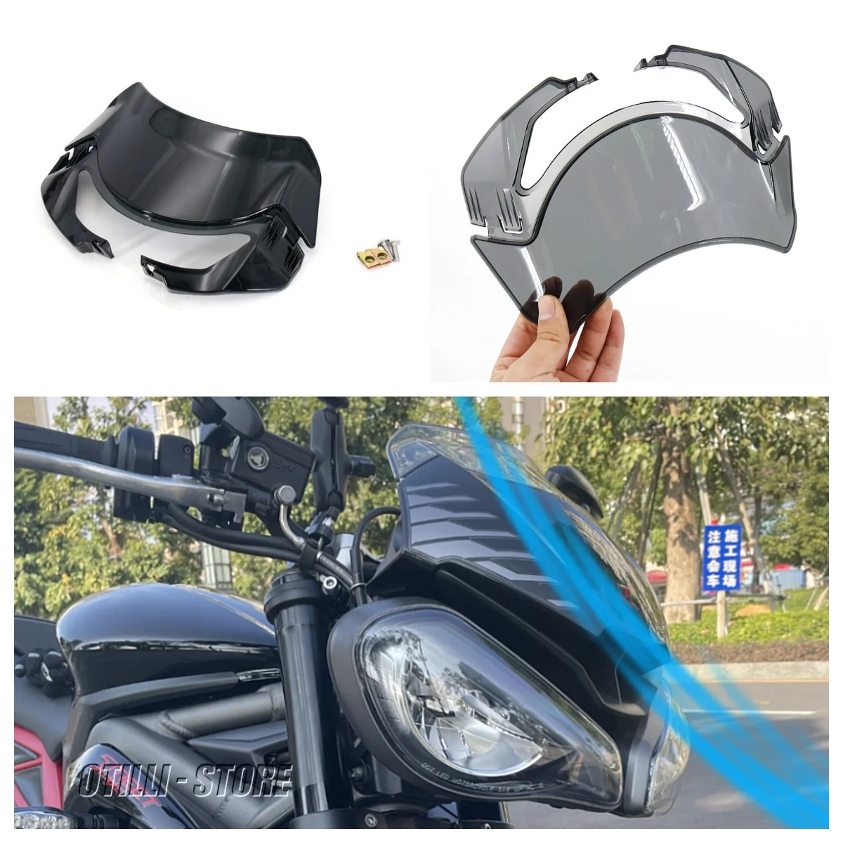 

OTILLI Motorcycle Windshield For Triumph Street Triple S660 765S 765R 765RS 2020-2022 ABS Wind Deflector Motorcycle Accessories