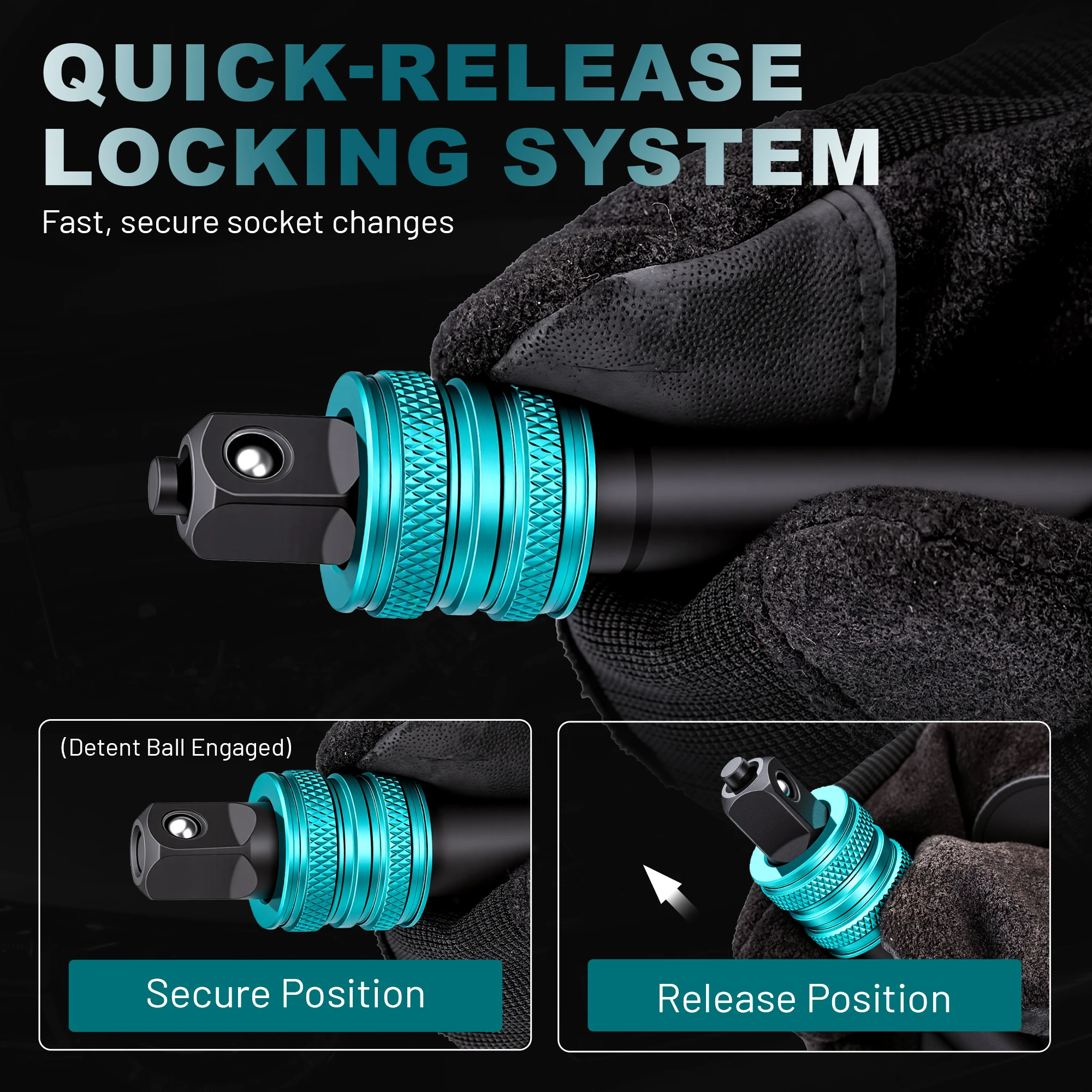 LIBRATON 3PCS Locking Impact Extension Bar Set 3/8