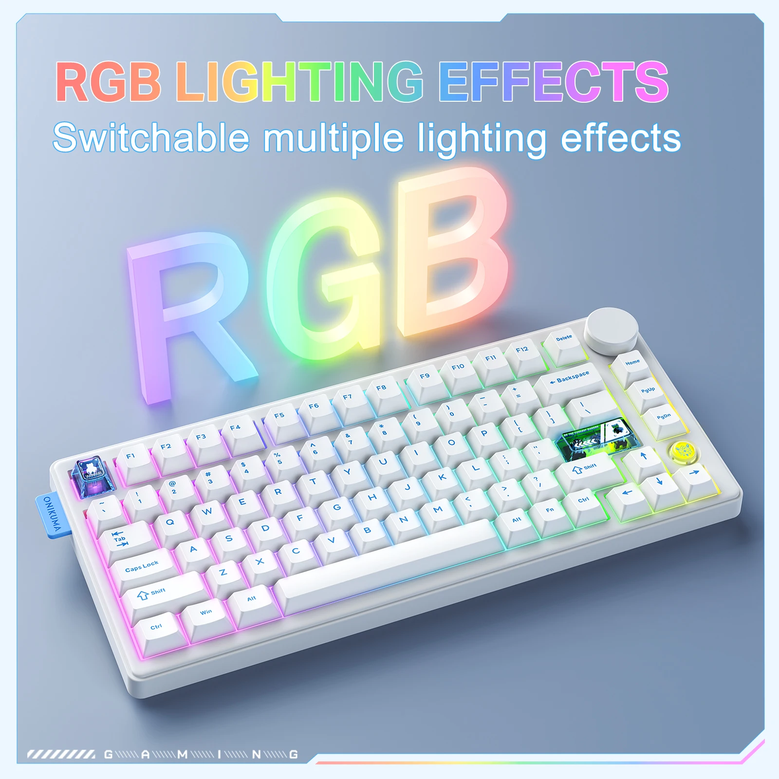 ONIKUMA NEW MT706 RGB Gaming Mechanical Keyboard with Knob Hot Swapping Gasket Bluetooth /Wireless/C-Wired Customized Keyboard
