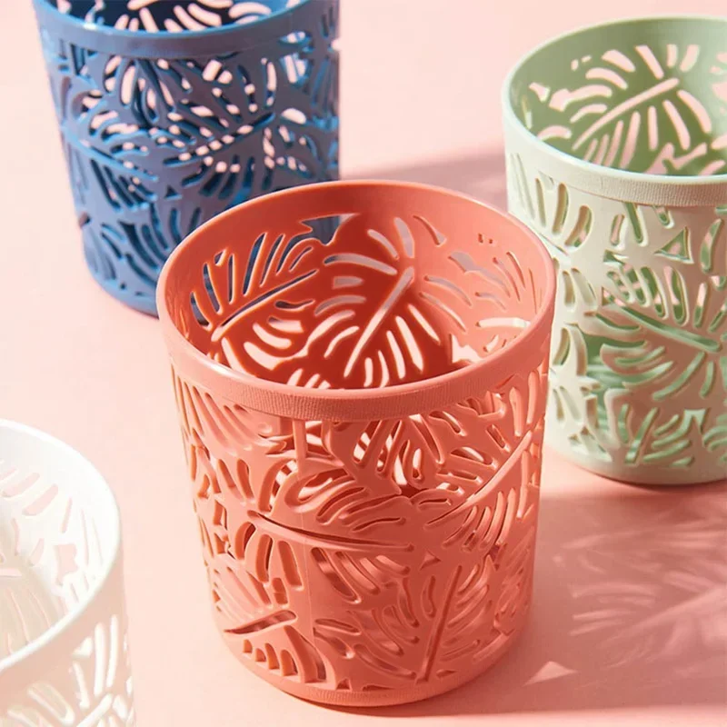 Portalápices con forma de flor hueca creativa, contenedor de almacenamiento de brochas de maquillaje, organizador de escritorio, papelería, portalápices, suministros de oficina