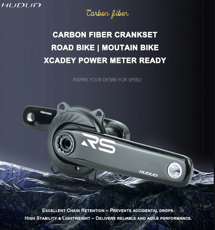 

HUDUD CRK04 Carbon Crank 350G | Ti24mm Spindle | EASTON Interface | 162.5-175mm | 2X10-12S | Q-Factor 152mm | PM 100G