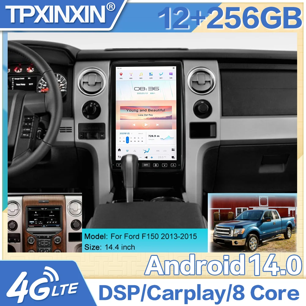 

Qualcomm Android Player For Ford F-150 2013-2015 F150 Auto Radio 14.4" Stereo Multimedia Carplay GPS Navigation Climate AC Panel