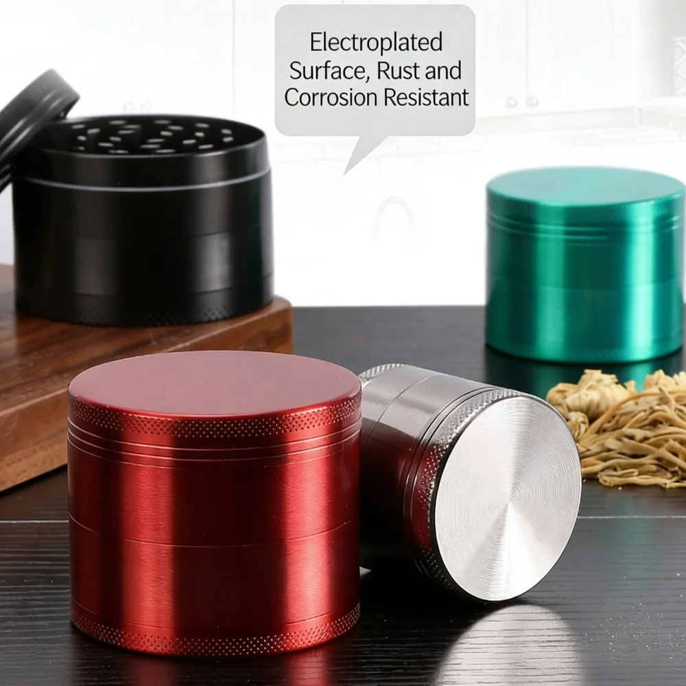 40mm 4 Layer Zinc Alloy Spice Grinder Plain Manual Herb Crusher Kitchen Tool Christmas Gift