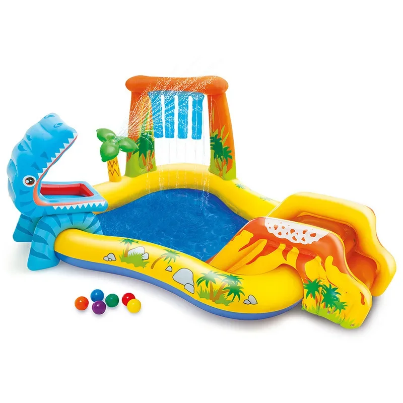 

INTEX 57444 8'2" L x 6'3" W x 3'7" H Dinosaur Play Center inflatable kids sliede pool