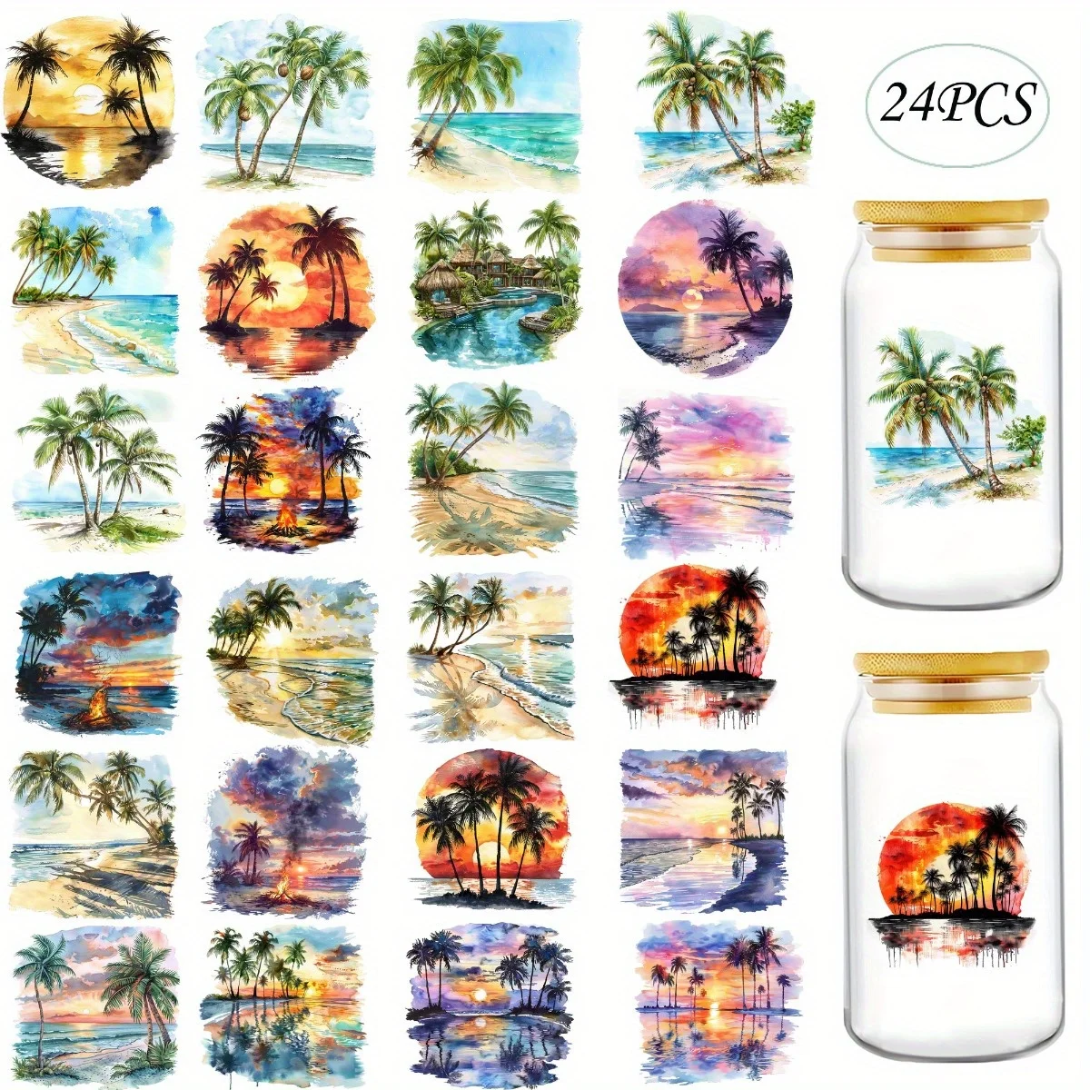 Rdta Tank Glass - 24Pcs/Set Summer Tropical Beach DIY Glass