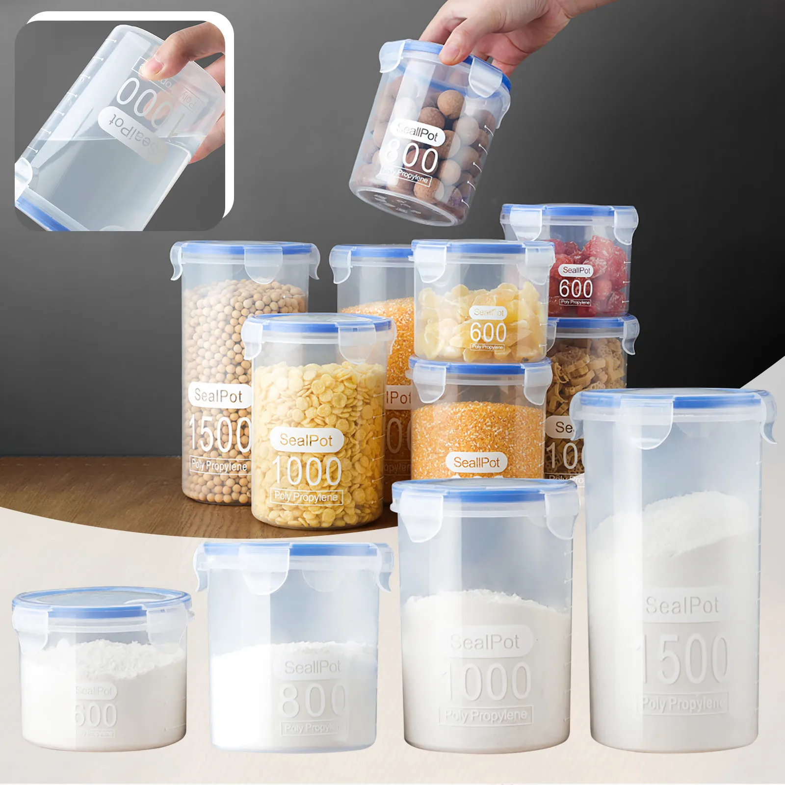 Sealed Food Storage Box Storage Jar Transparent Plastic Jar Kitchen Storage Plastic Preservation Container Grains Sealed Can