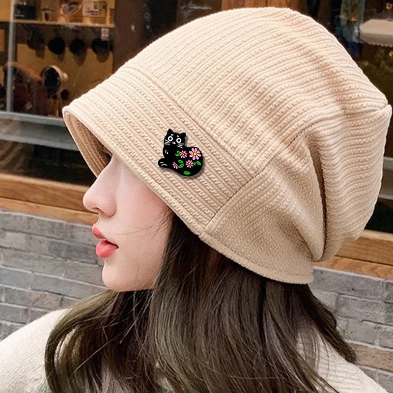 Cartoon Cute Black Cat Flower Alloy Brooch Fashion Gift Animal Badge Decoration Pins for Leisure Commute DIY Clothes Bags Hat