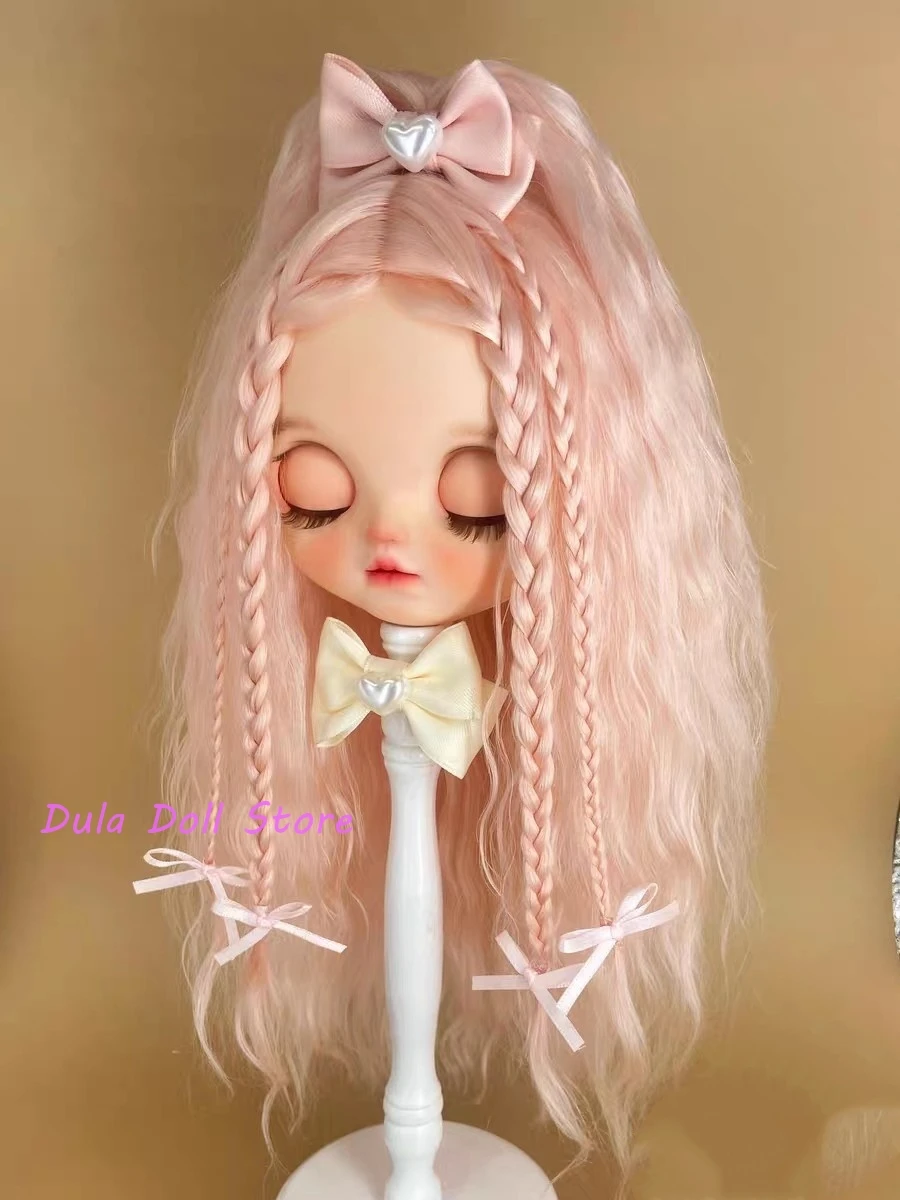 2026 Dula Doll Wigs for Blythe Qbaby Natural Mohair Pink Multi Braid Hard Seams for 9-10 Inch Head