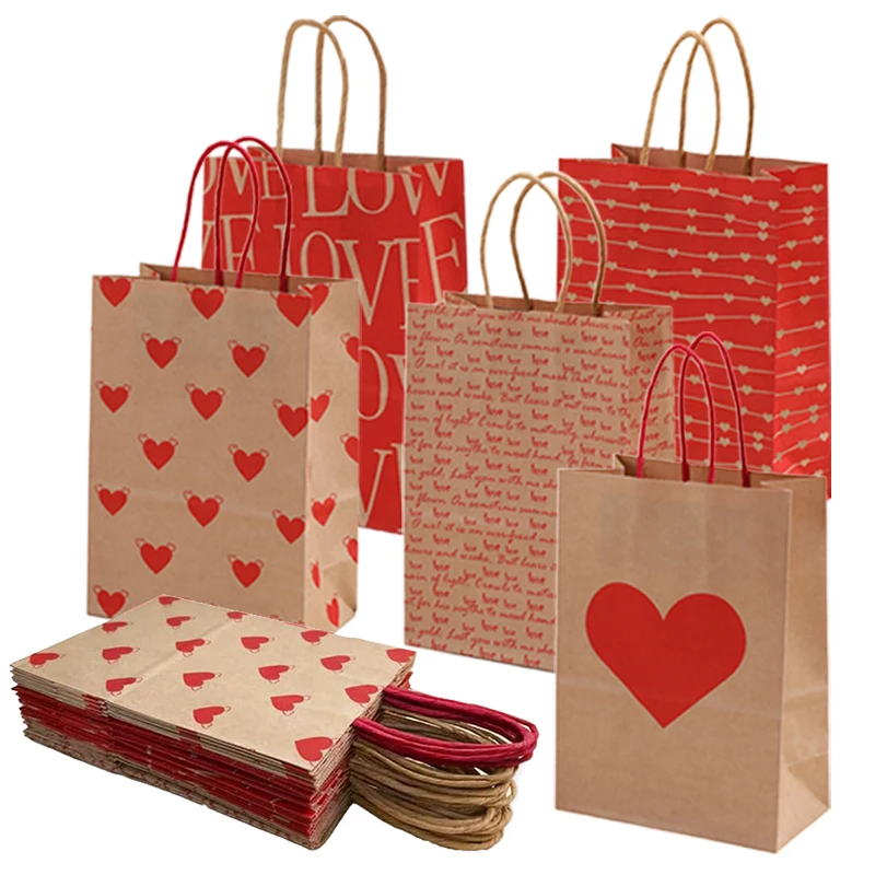 5/10pcs Shopping Paper Bag with Handle Festival Party Gift Bag Thanksgiving Valentine's Day Marriage Gift Kraft Paper Bag TMZ