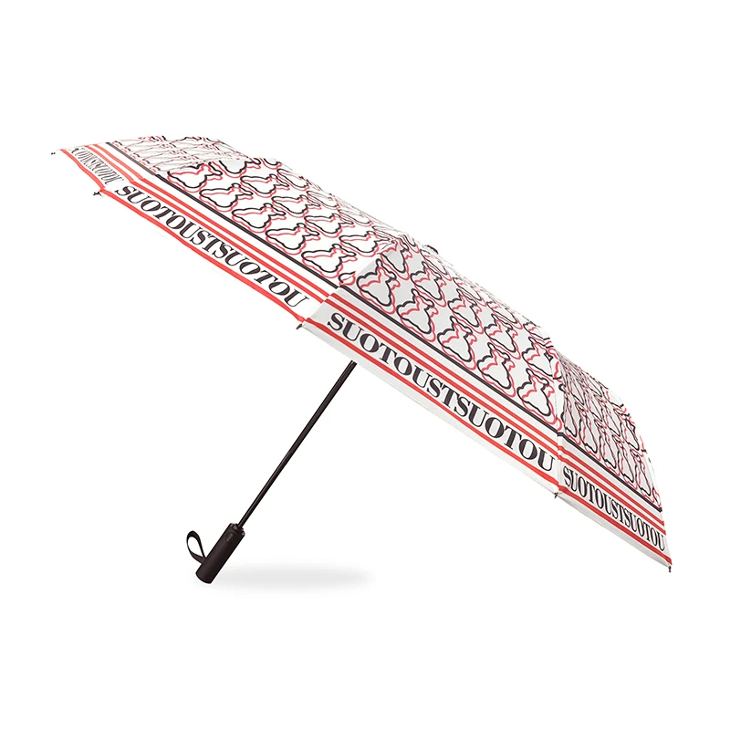 Windproof Automatic Folding Umbrella Multifunctional Umbrella Classic Alphabet Cute Printing Design Straight Pole Umbrella