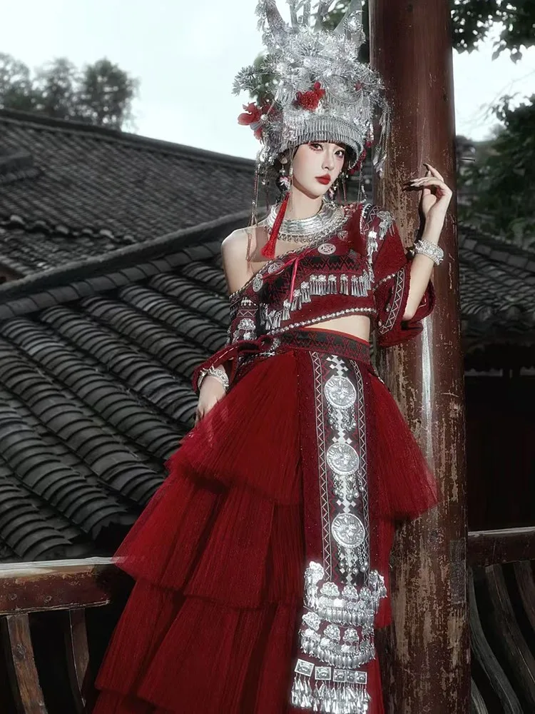 New ethnic-style clothing headwear photography bride's wedding dress