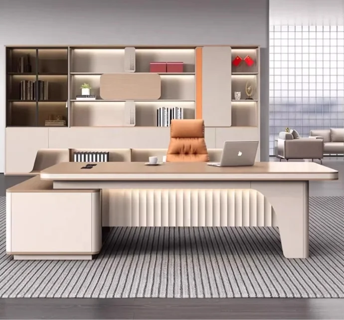 Luxury Modern L-Shape Executive Office Desk High-End New Design for New Office Building Projects Wholesale
