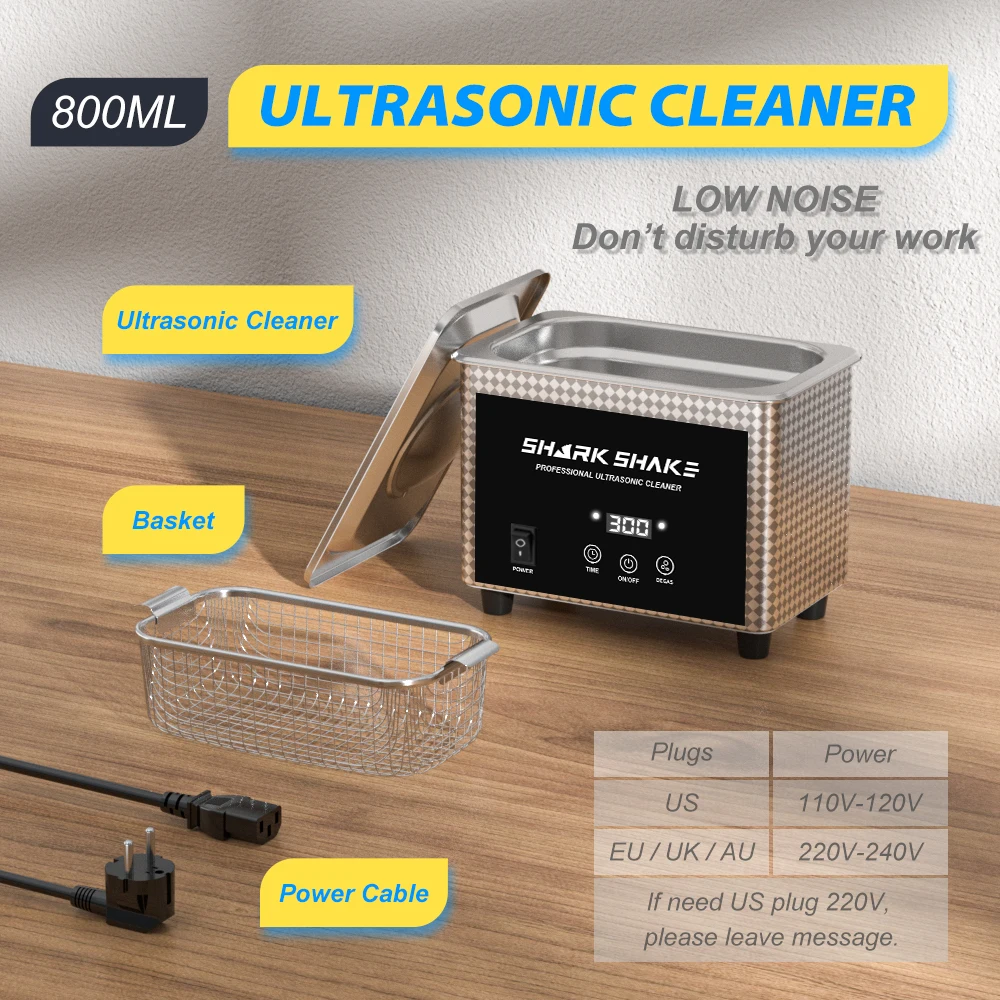 Pulitore ad ultrasuoni digitale per uso domestico da 800ml 35W bagno in acciaio inossidabile Degas lavaggio ad ultrasuoni per orologi gioielli