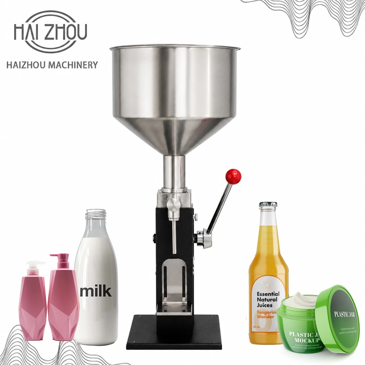 HAIZHOU DIY Bottling Manual Hand Press Liquid Paste Filling Machine 5-100ml Stainless Steel Cream Oil Cosmetic Bottling Filler