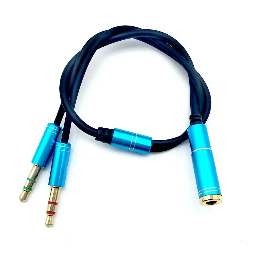 3.5 مللي متر تمديد سماعة محول محول كابل سماعة + هيئة التصنيع العسكري مقسم صوت Aux مهائي كابلات الحبل للكمبيوتر الكمبيوتر ميكروفون
