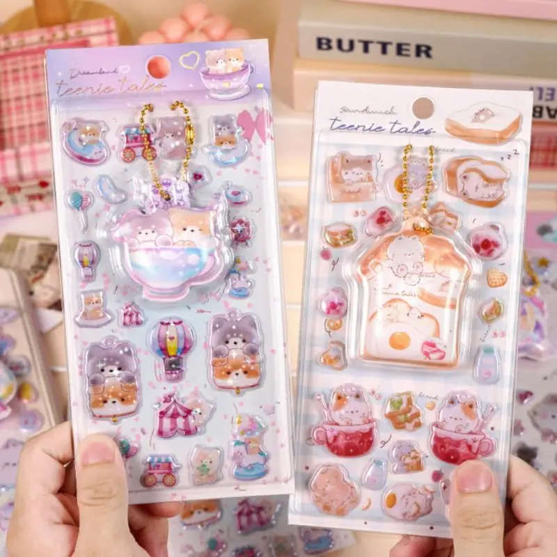 1/2 Sheets Scrapbooking Diy Journal Stationery Decals Fun Pinch Hanging Cartoon 3D Puffy Stickers Cute Decor School Supplies