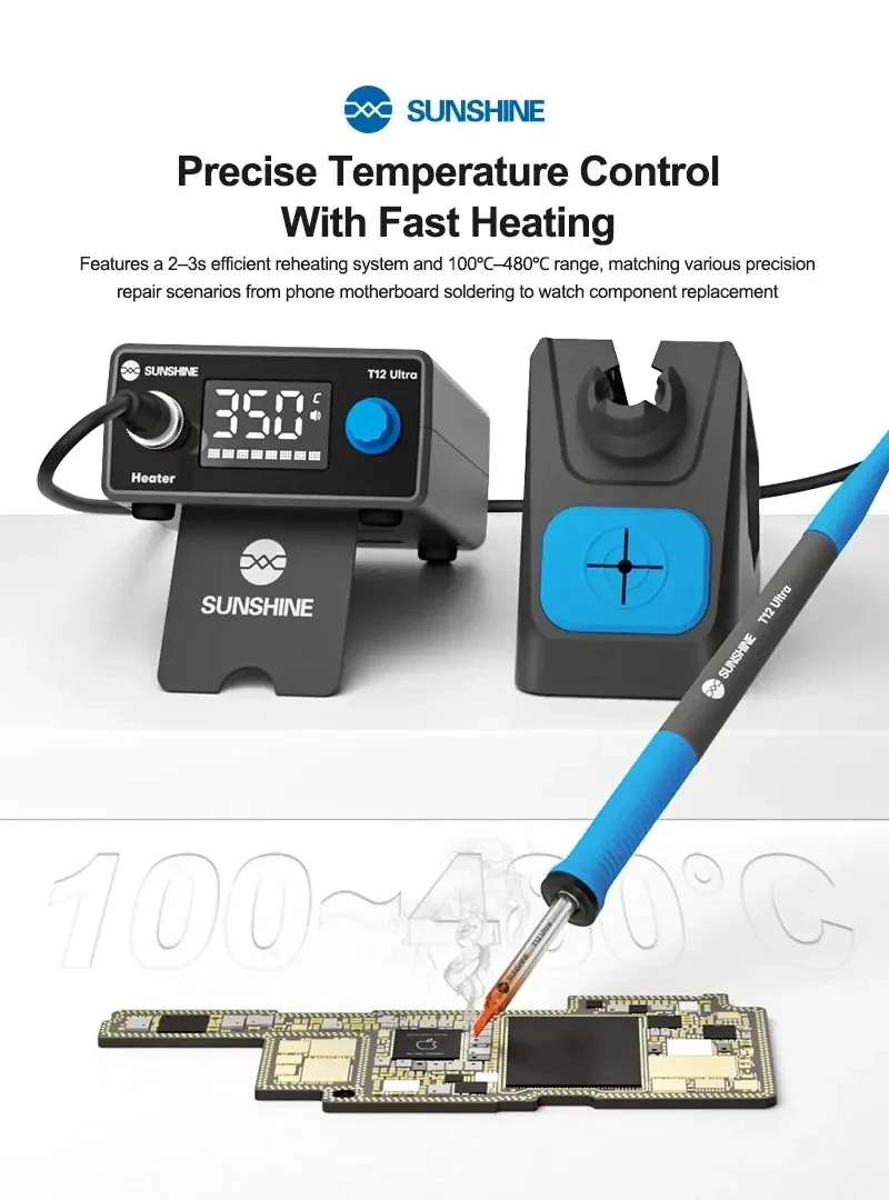 SUNSHINE T12 ULTRA Soldering Station for chip repair motherboard soldering southbridge removal flex cables component replacement