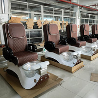 Brown nail salon furniture high back massage manicure chair plumbing spa nail salon furniture pedicure chair