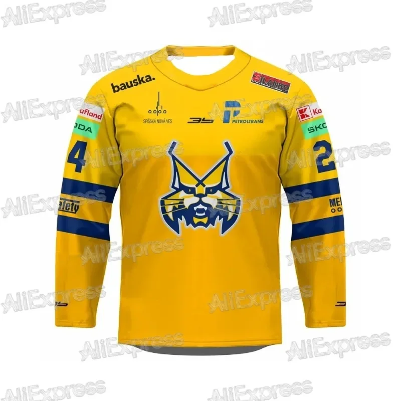 للجنسين ثلاثية الأبعاد طباعة الهوكي جيرسي طاقم الرقبة تي شيرت موتو تشيكوسلوفاكيا EHL HK Spisska Nova Ves 2025 الخريف الوافدين الجدد