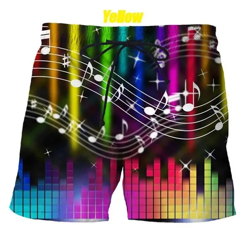 2023 Summer Musical 3D Printed Note Shorts Unisex Casual Beach Shorts Swim Trunks Guitar Cool Shorts Beach Shorts Ropa De Hombre