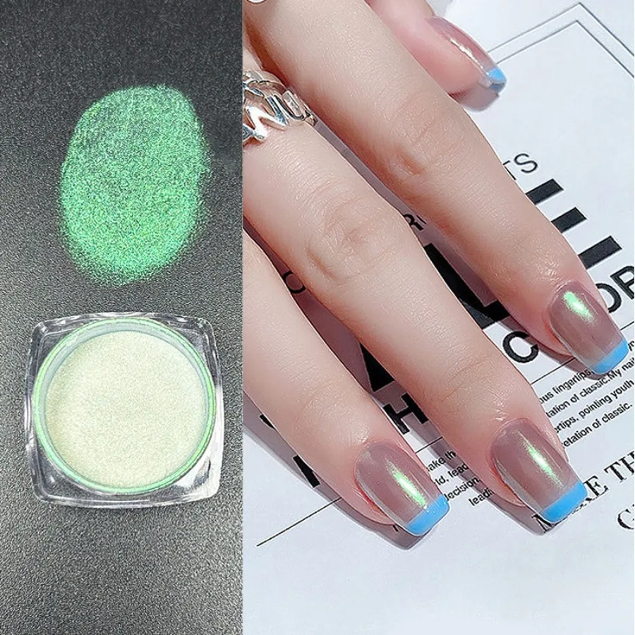 1 PCS Y2K purple Pearl Chrome Nail Powder, Mirror Effect Aurora Magic High Gloss Glitter Nail Art, Holographic Ice Aurora Dust N