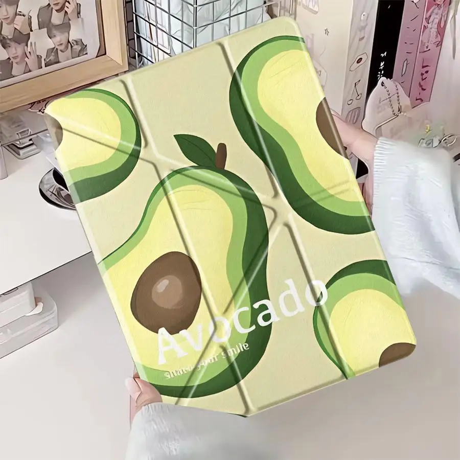 

Чехол-подставка для планшета в виде мультяшного авокадо для iPad Pro 2025, Air 4, 5, M3, M2, 1, 2, M4, 11 дюймов, Pro 11-го, 10-го, 9-го, 8-го, 7-го поколений, 12.9 дюймов, Mini 6