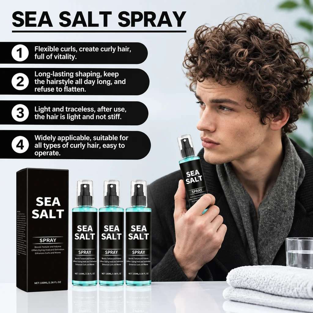 Sea Salt Curling Spray Hair Improving Thickening Strong Holding Non Greasy Fluffy Volumizing Reducing Sticky Hair Nourishing Oil