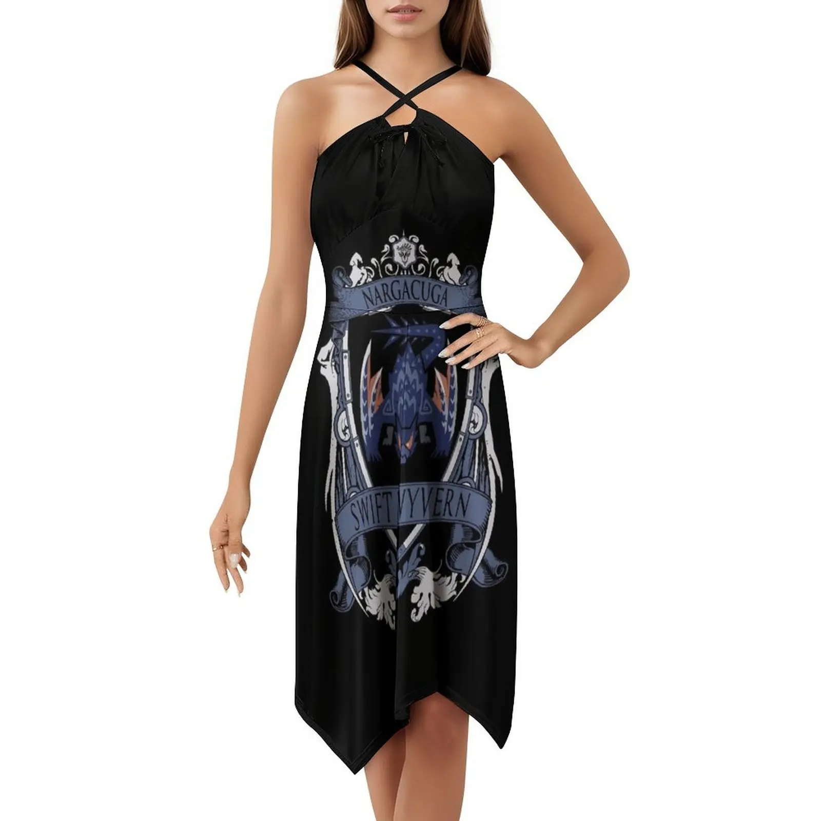 - Crest Damen Hip Hop Streetwear Kleid Grafikdruck Party Club Wear Monster Hunter World Monster Hunter Damenbekleidung