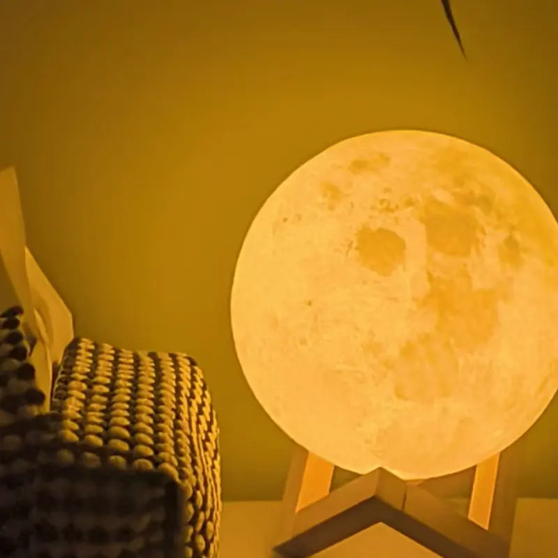3D Moon Atmosphere Light Night Light Gift for Girlfriend with Plastic Stand