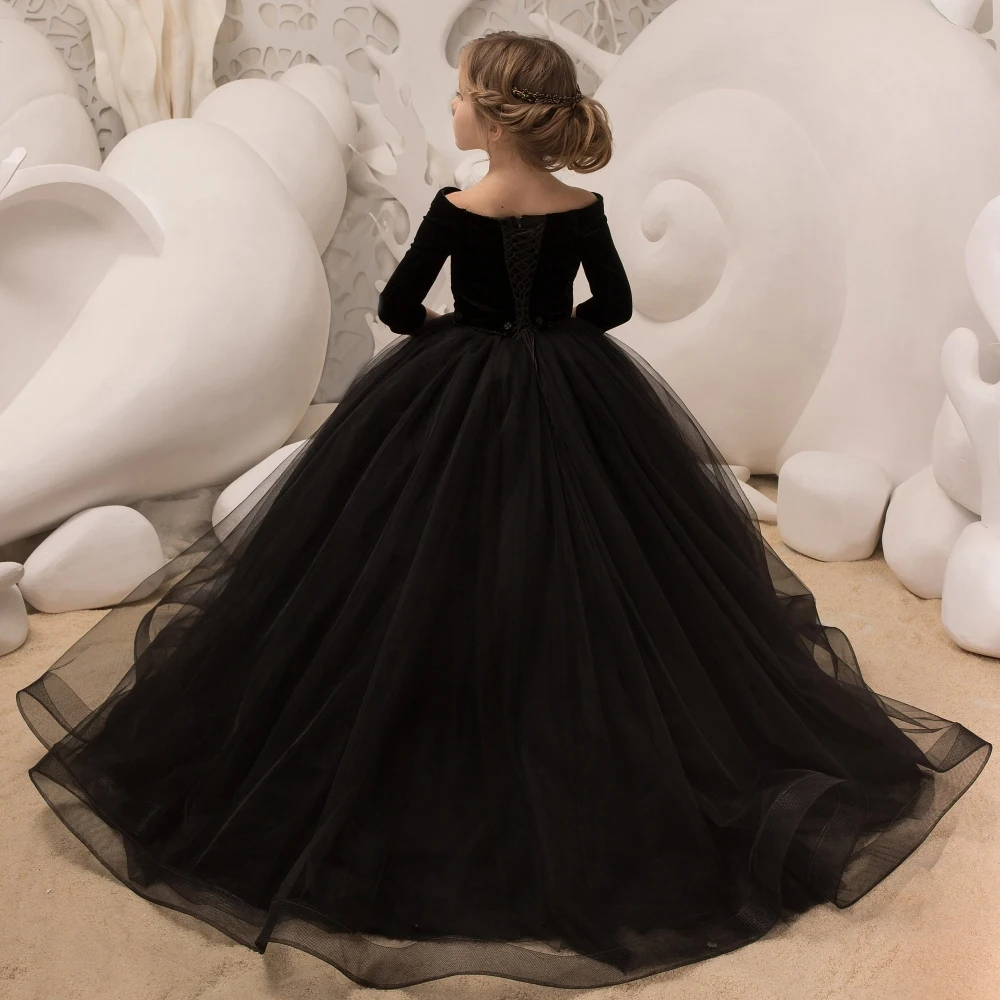 Lorencia-vestido florzinha manga comprida brilhante para casamento, vestido de baile infantil, vestido de baile para primeira comunhão, YFD029, 2023