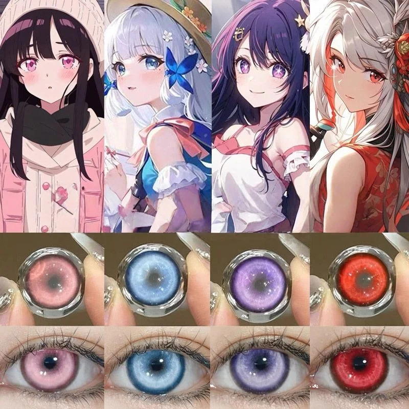 Lentes de Contacto de Color Azul con Pupila Pequeña VISUASHOW, 1 Par, Uso de Seis Meses, Maquillaje Cosplay, Cosméticos, Lentes de Contacto de Color para Agrandar los Ojos