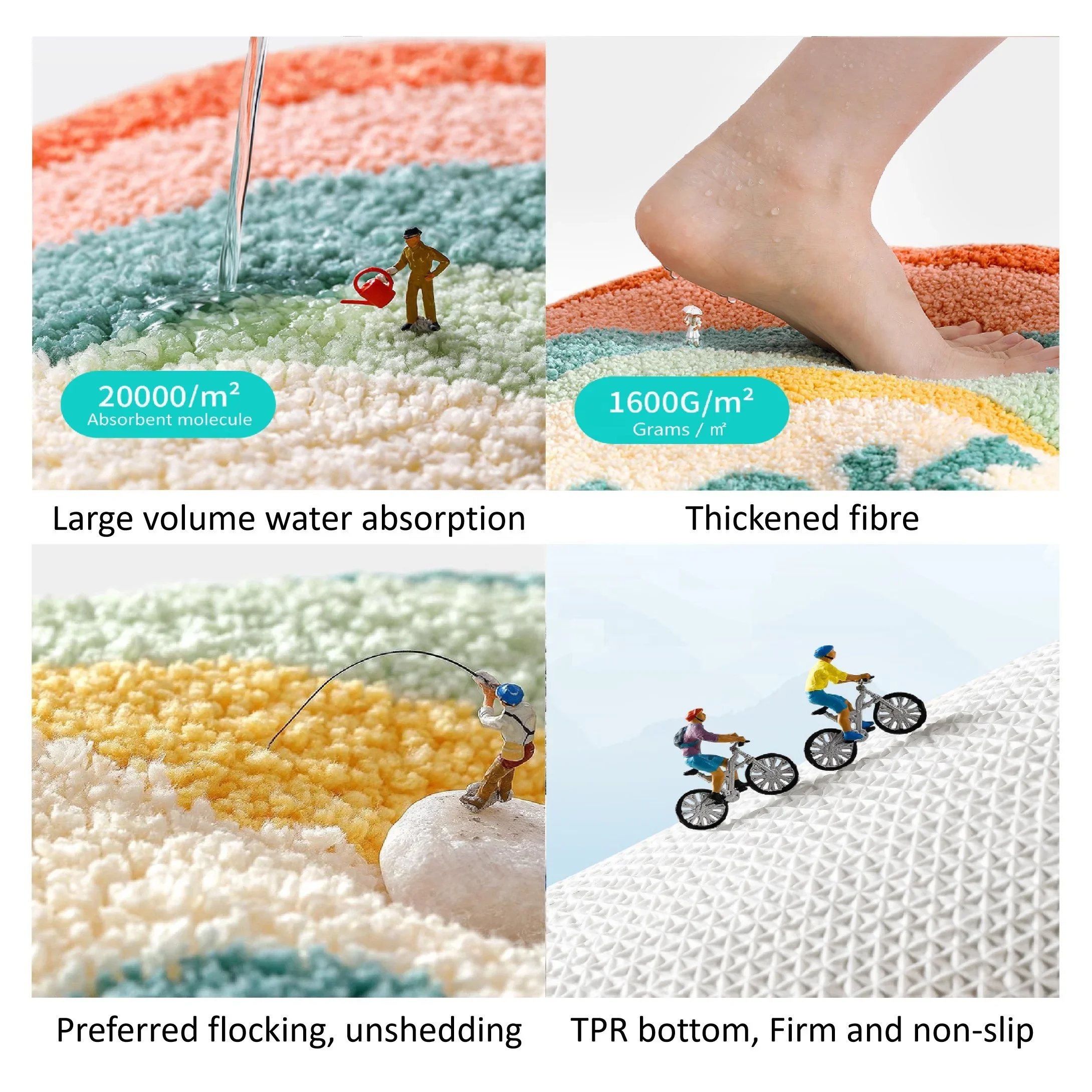 Silicone Bathtub Shower Relief Mat Anti Slip Commercial Carpets Irregular Shape Cartoon Pattern Design Area Rugs For Bath