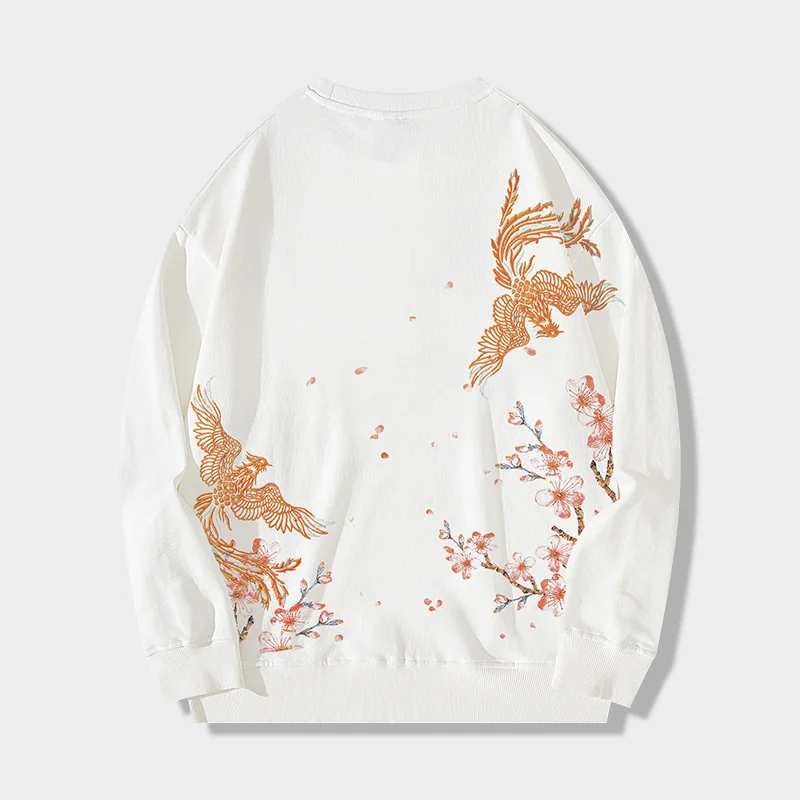 Autumn Harajuku Hoodies Men Phoenix Embroidery Hoodies Women Vintage Japanese Crewneck Sweatshirts Designer Streetwear Unisex